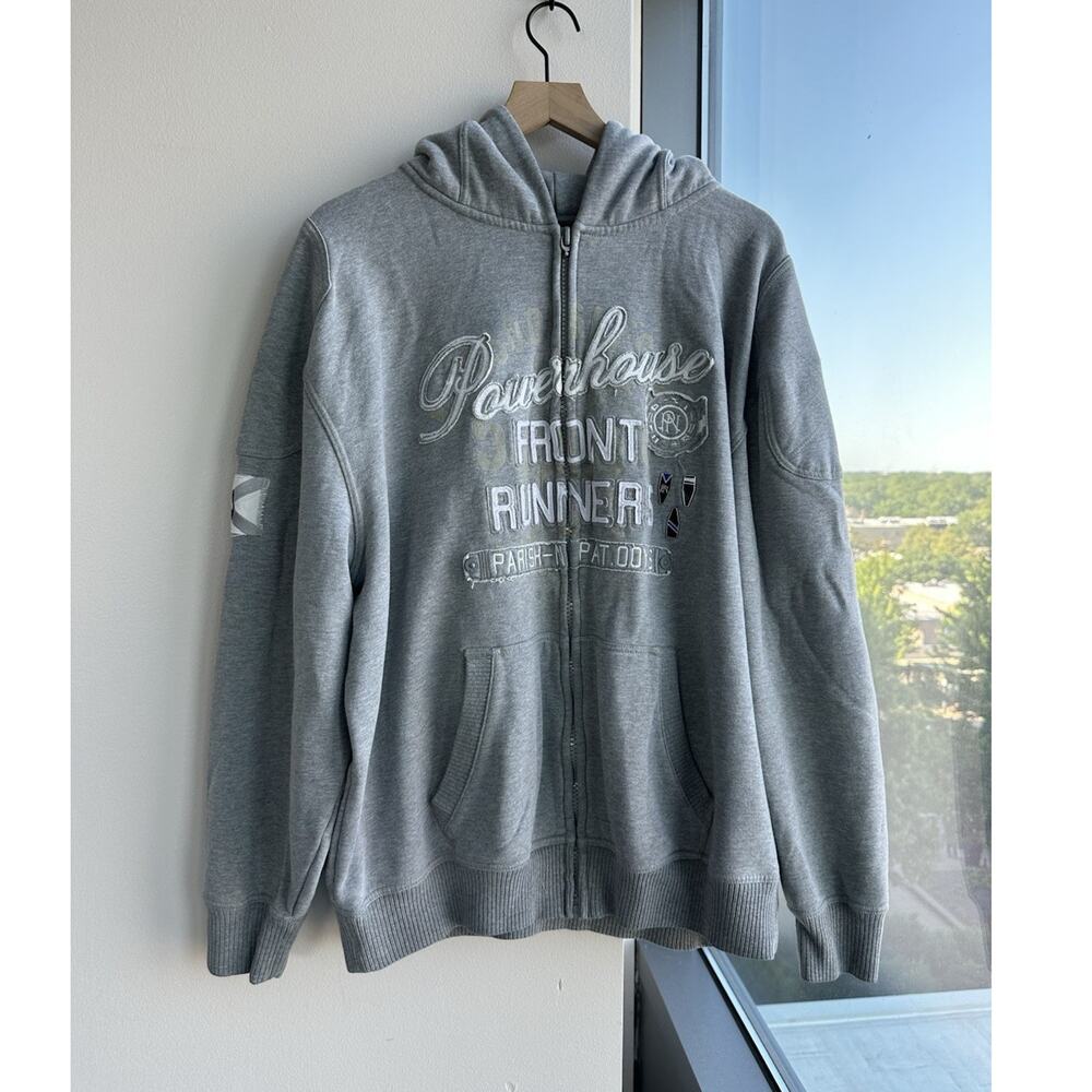 Parish Nation Gray Graphic Print Fleece Full Zip Hoodie w/ Pockets Men's 3XL